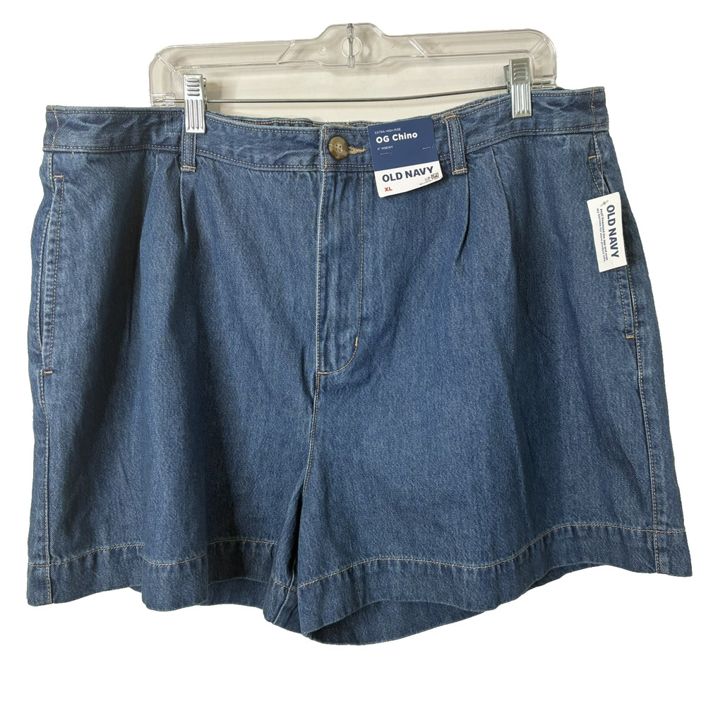 Old Navy NWT Extra High-Rise OG Chino Denim Shorts Size XL 4" Inseam